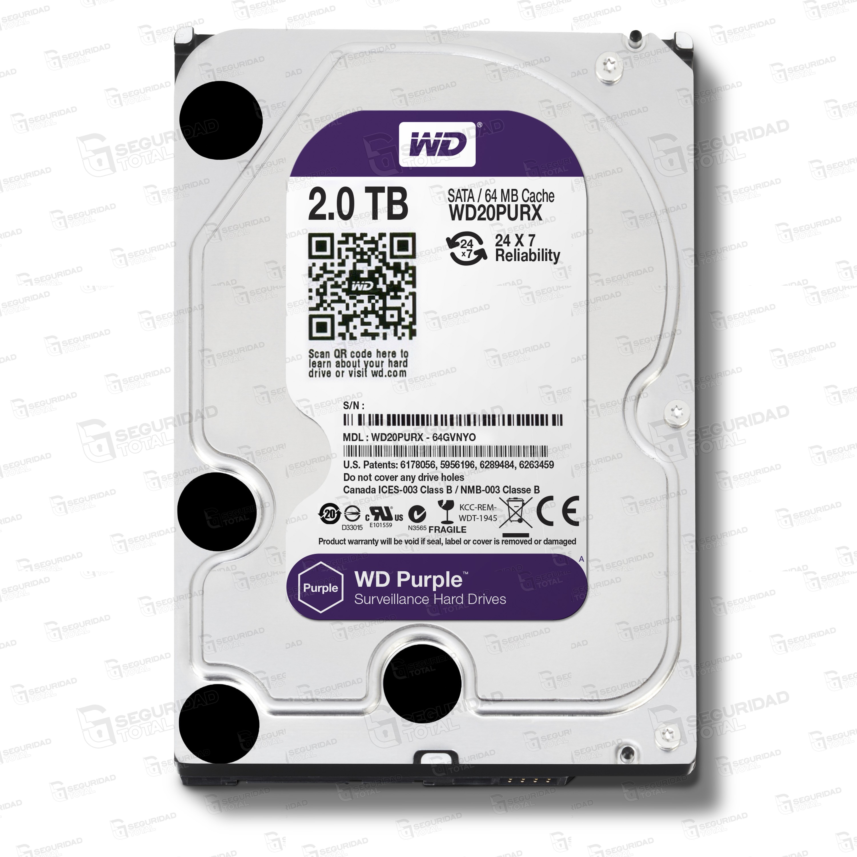 HARD DISK 2 TB TERA PURPLE WD WESTERN DIGITAL IDEALE VIDEOSORVEGLIANZA WD23PURZ